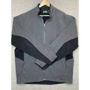 LL Bean Mens Gray & Black Fleece Polartec Full Zip Jacket Coat Size 2XL
